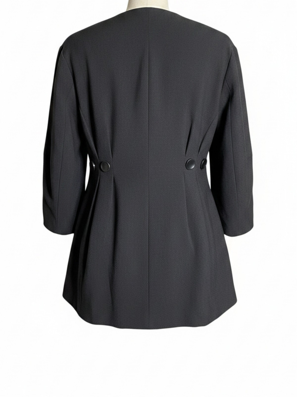 Zow Zow Womens Black Three-Quarter Sleeve Flared Coat - Picture 4 of 5